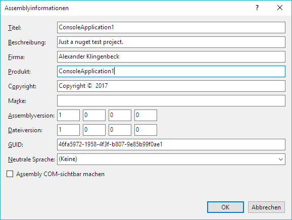 Visual Studio config